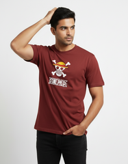 Men's One Piece Straw Hat Jolly Roger T-Shirt | Teeyatra | Anime