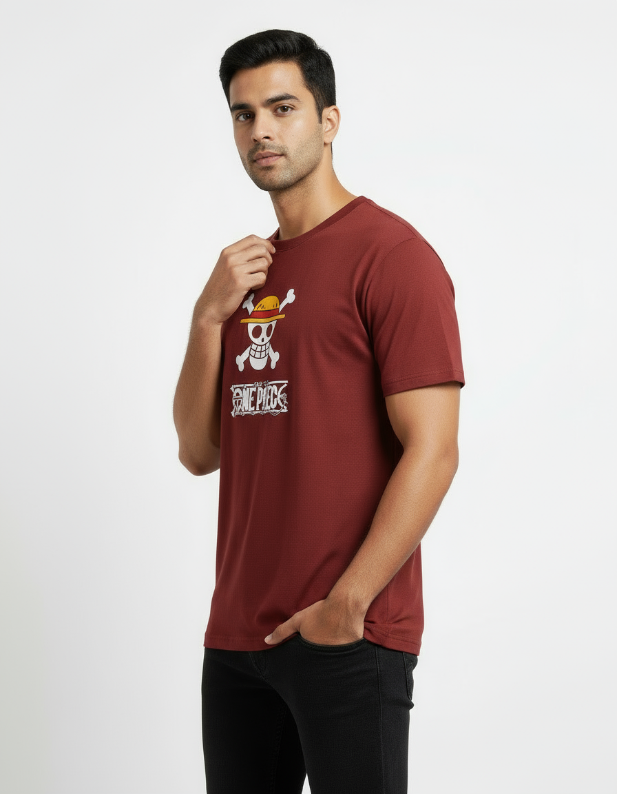Men's One Piece Straw Hat Jolly Roger T-Shirt | Teeyatra | Anime
