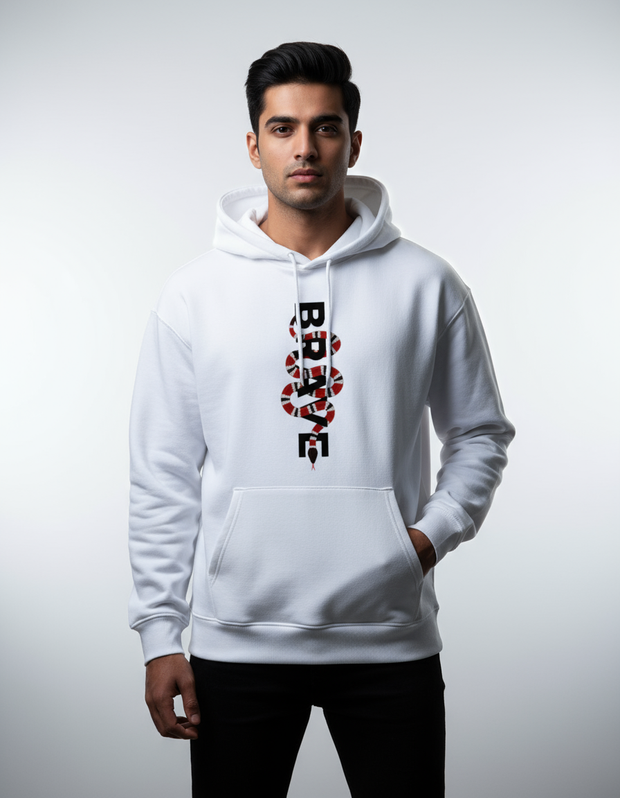 Streetwear 'Brave' Snake Design Oversized Hoodie | Teeyatra