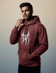 Men's Spider Symbol Acid Washed Hoodie | Teeyatra