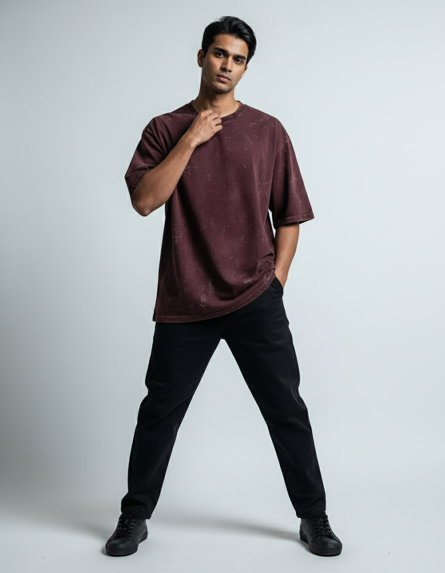 Acid Washed Oversized Tee | Teeyatra