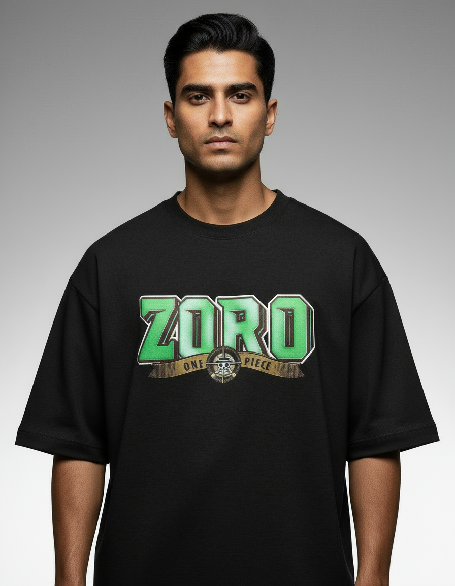 Roronoa Zoro "King of Hell" Streetwear – Premium 240 GSM Terry Cotton Oversized T-Shirt
