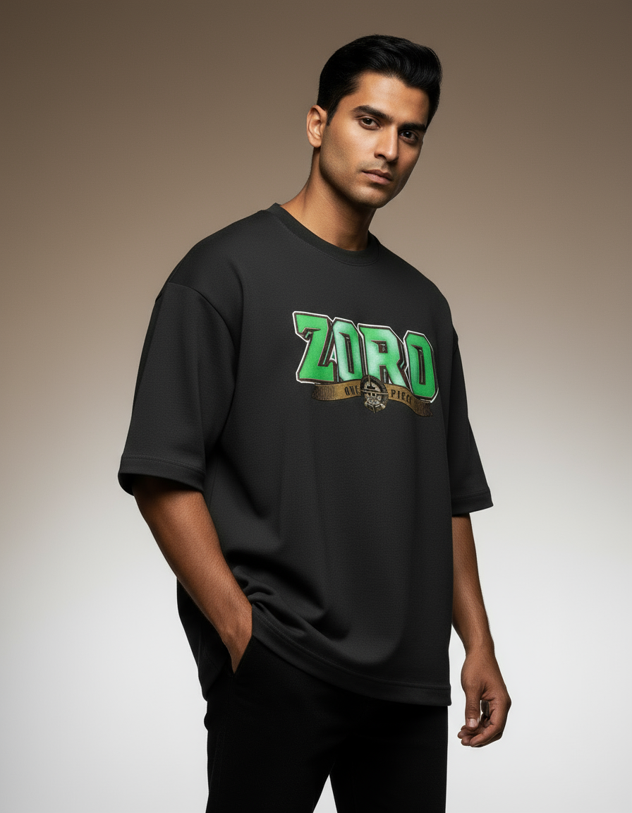 Roronoa Zoro "King of Hell" Streetwear – Premium 240 GSM Terry Cotton Oversized T-Shirt