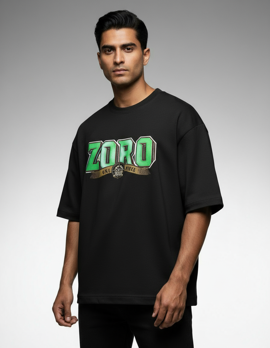 Roronoa Zoro "King of Hell" Streetwear – Premium 240 GSM Terry Cotton Oversized T-Shirt