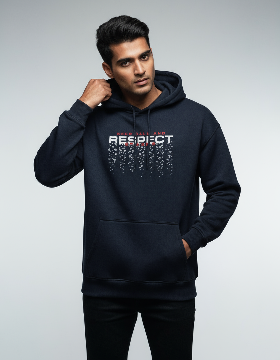 Pixel-Drop "RESPECT" Graphic Oversized Hoodie