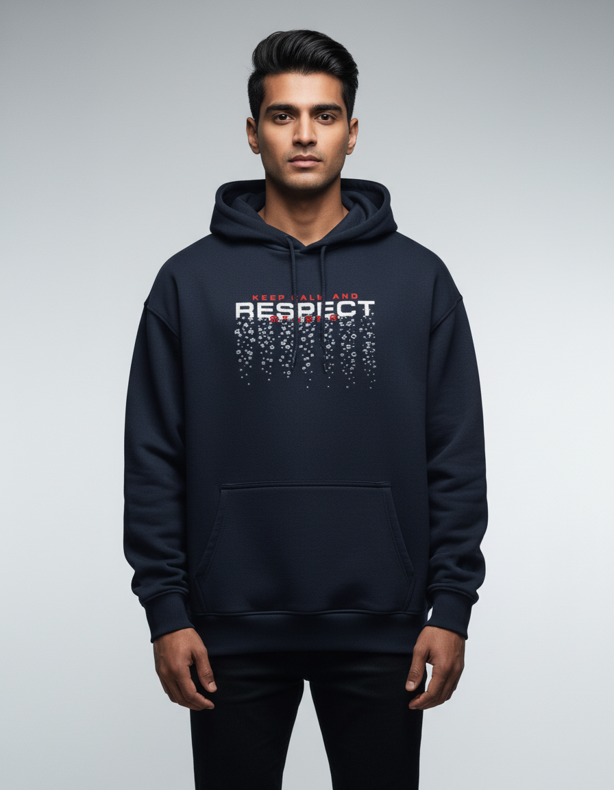 Pixel-Drop "RESPECT" Graphic Oversized Hoodie