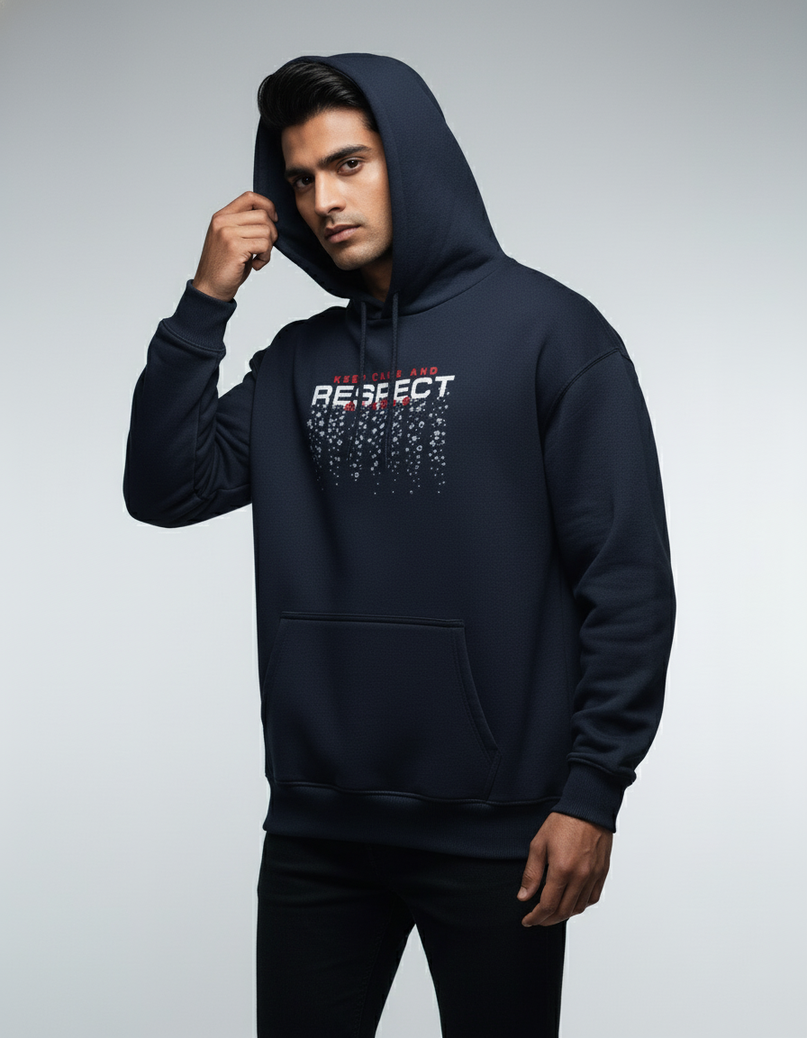 Pixel-Drop "RESPECT" Graphic Oversized Hoodie
