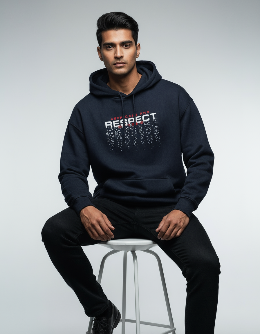 Pixel-Drop "RESPECT" Graphic Oversized Hoodie