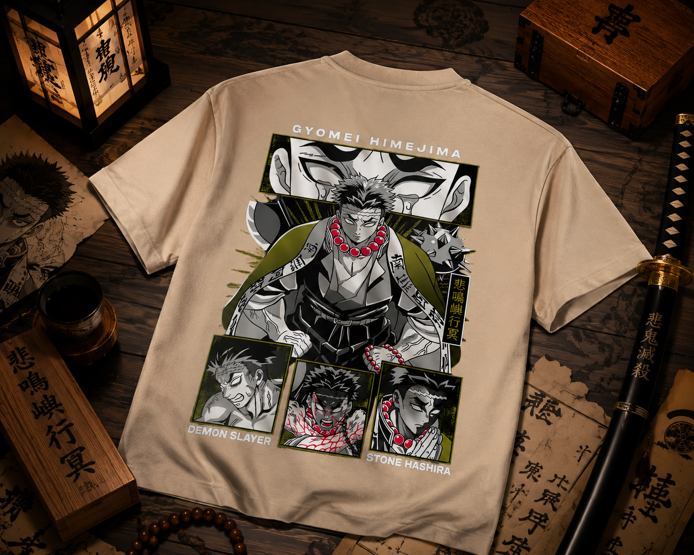 Teeyatra Stone Hashira Gyomei Oversized 240 GSM Tee
