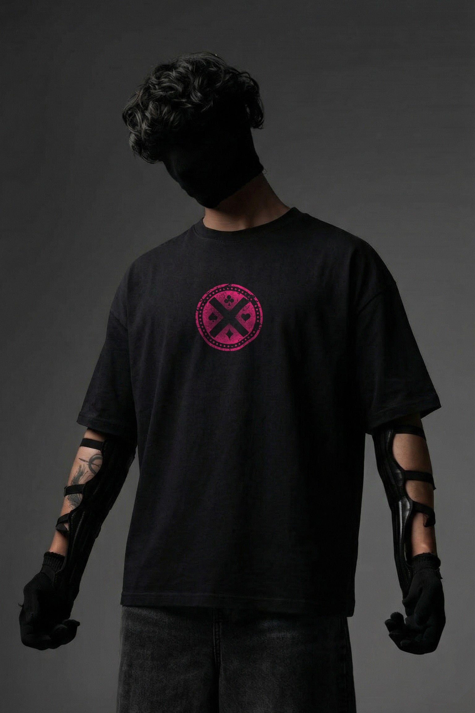 TEEYATRA Gambit Oversized Graphic T-Shirt – 240 GSM Premium French Terry | DTF Back Print Streetwear
