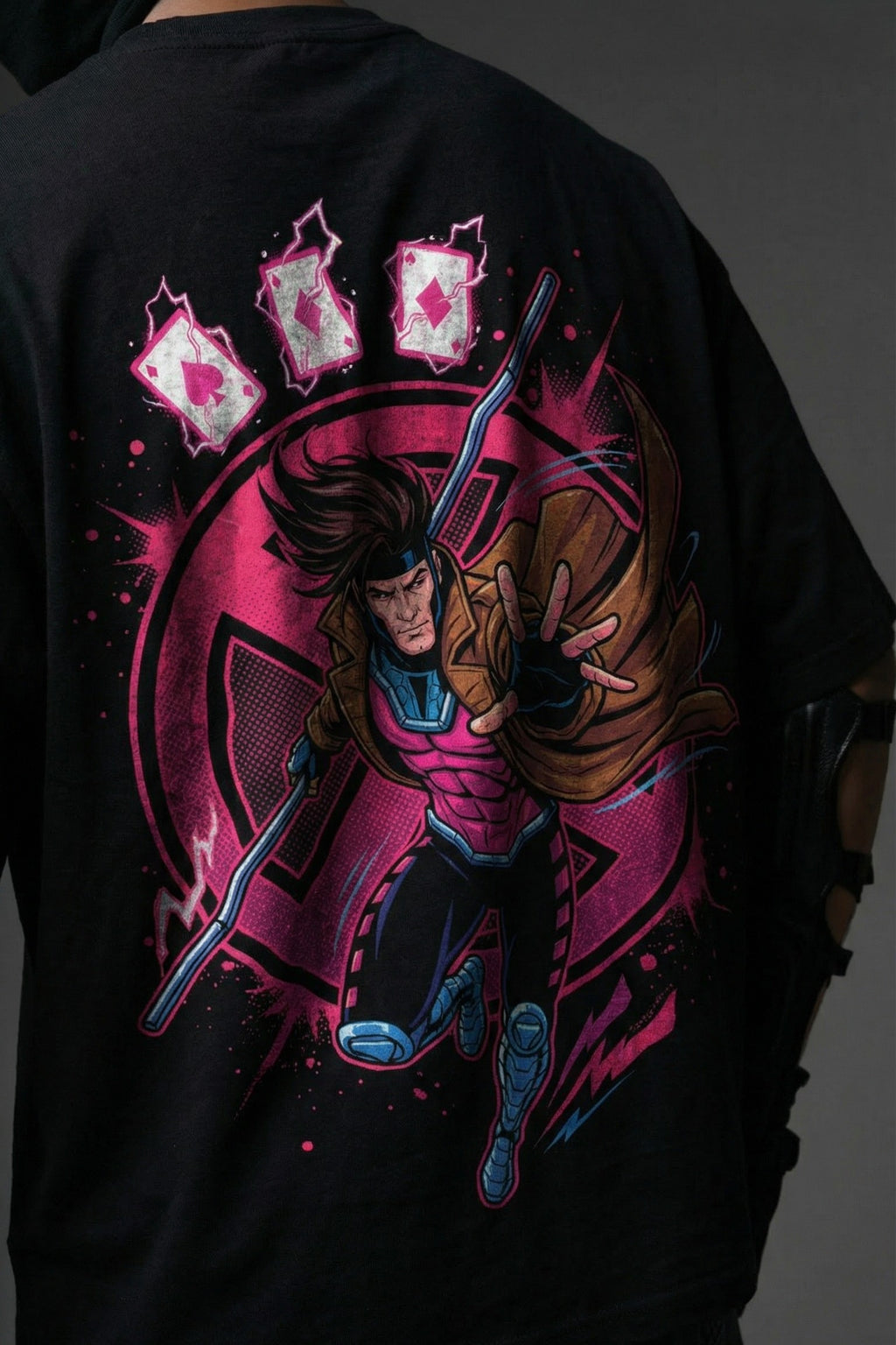 TEEYATRA Gambit Oversized Graphic T-Shirt – 240 GSM Premium French Terry | DTF Back Print Streetwear