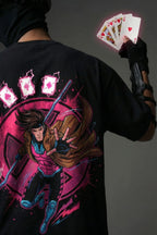 TEEYATRA Gambit Oversized Graphic T-Shirt – 240 GSM Premium French Terry | DTF Back Print Streetwear