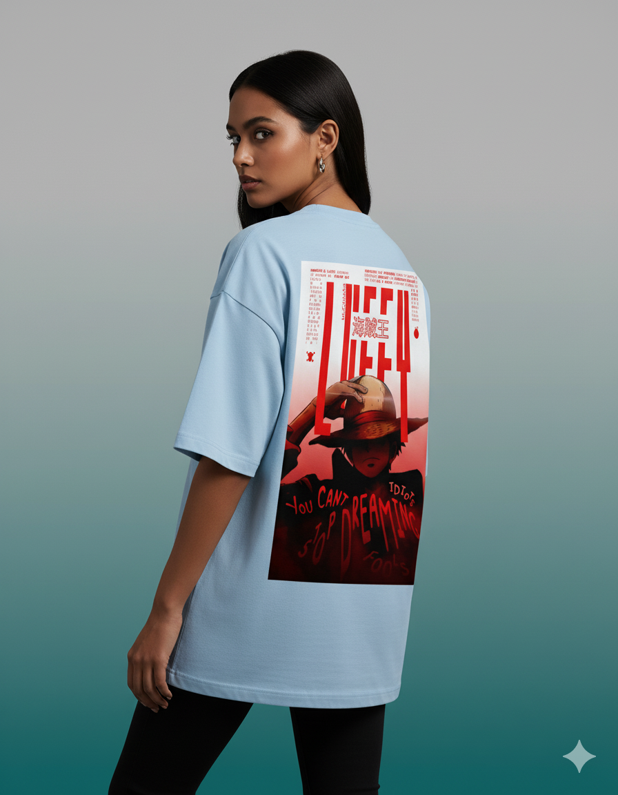 Monkey D. Luffy One Piece Ladies Terry Oversized Tee - Premium Anime Streetwear | TEEYATRA