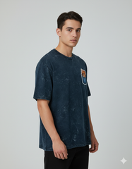 Peekaboo Kitty Men's Acid Washed Oversized Tee | Teeyatra | Cartoon