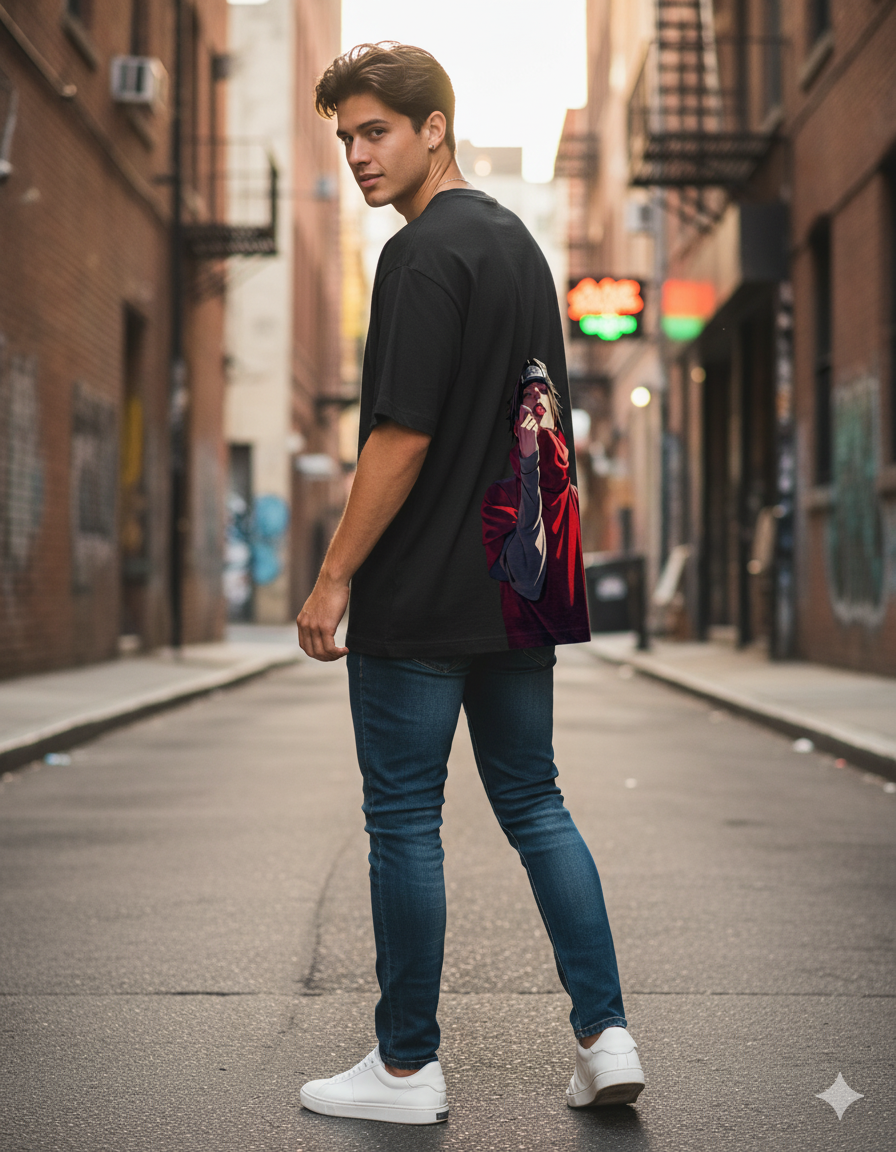 Mysterious Sasuke Anime Men's Oversized Tee | Teeyatra