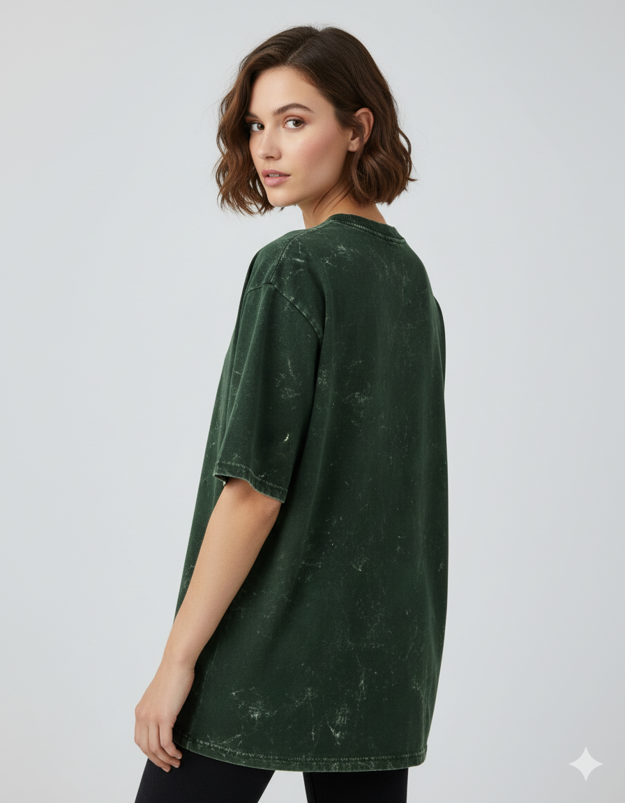 Peekaboo Kitty Ladies Acid Washed Oversized Tee | Teeyatra | Cartoon