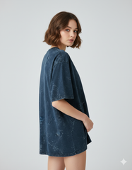 Peekaboo Kitty Ladies Acid Washed Oversized Tee | Teeyatra | Cartoon