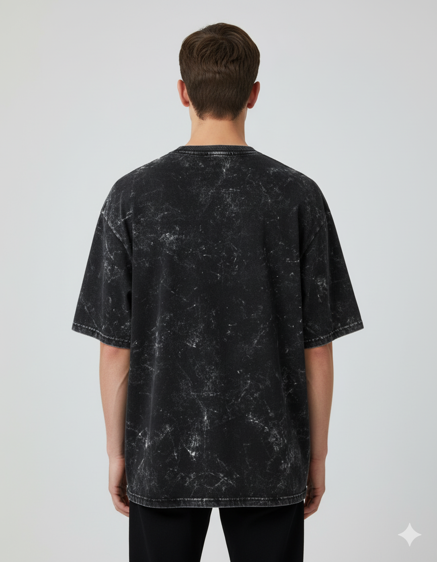 Peekaboo Kitty Men's Acid Washed Oversized Tee | Teeyatra | Cartoon