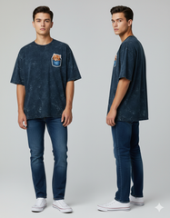 Peekaboo Kitty Men's Acid Washed Oversized Tee | Teeyatra | Cartoon