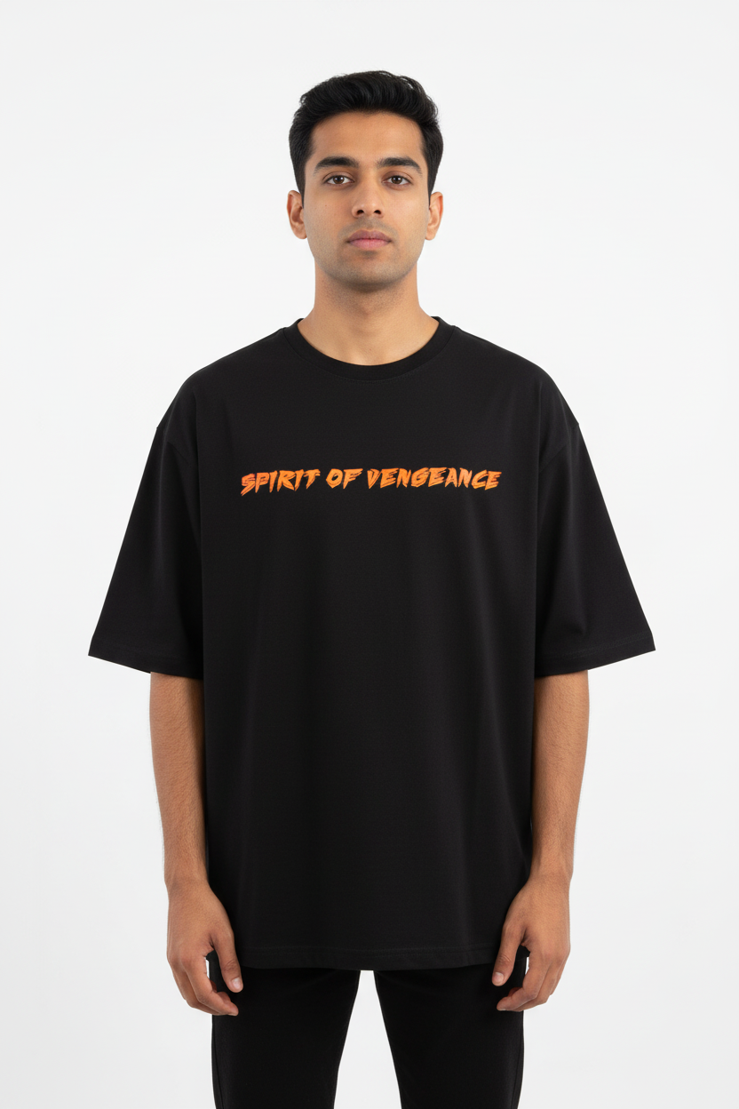 Teeyatra "Ghost Rider" Oversized Heavyweight T-Shirt – 240 GSM French Terry – DTF Print