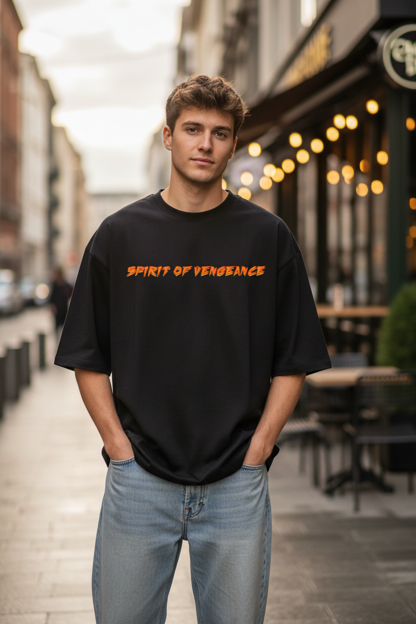 Teeyatra "Ghost Rider" Oversized Heavyweight T-Shirt – 240 GSM French Terry – DTF Print