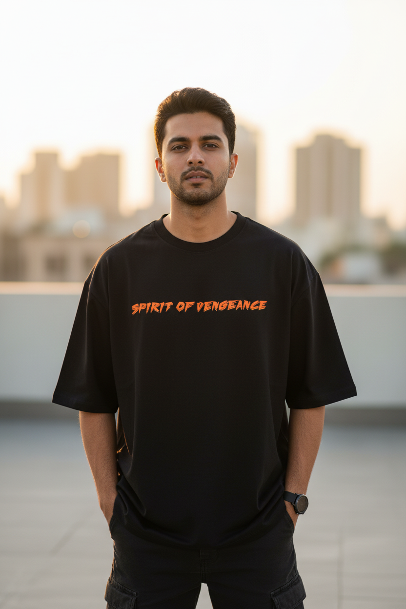 Teeyatra "Ghost Rider" Oversized Heavyweight T-Shirt – 240 GSM French Terry – DTF Print