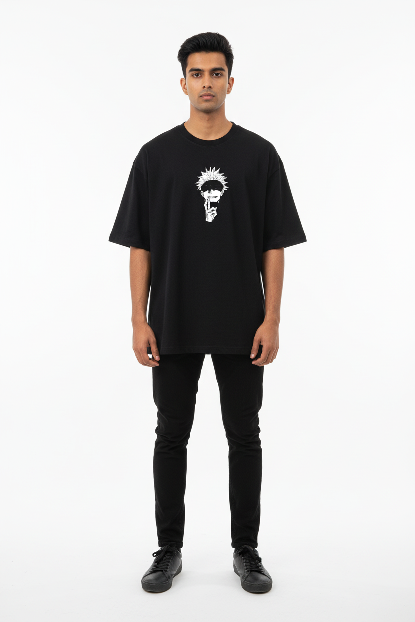 Teeyatra | Gojo Satoru "Limitless" Oversized T-Shirt – 240 GSM Heavyweight French Terry