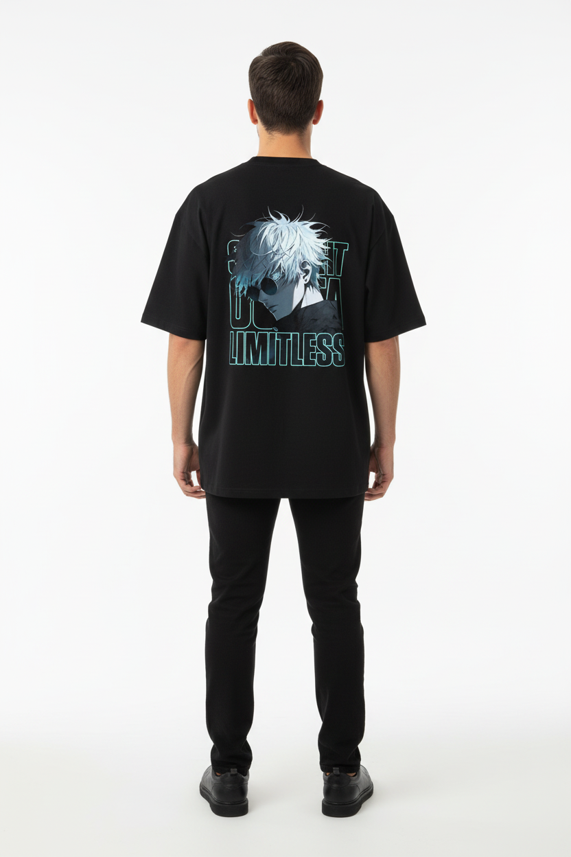 Teeyatra | Gojo Satoru "Limitless" Oversized T-Shirt – 240 GSM Heavyweight French Terry