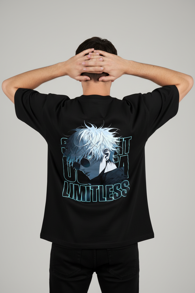 Teeyatra | Gojo Satoru "Limitless" Oversized T-Shirt – 240 GSM Heavyweight French Terry