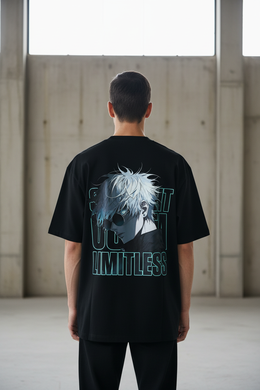 Teeyatra | Gojo Satoru "Limitless" Oversized T-Shirt – 240 GSM Heavyweight French Terry