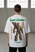 Teeyatra "Groot X Rocket" Oversized Heavyweight T-Shirt – 240 GSM French Terry