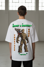 Teeyatra "Groot X Rocket" Oversized Heavyweight T-Shirt – 240 GSM French Terry