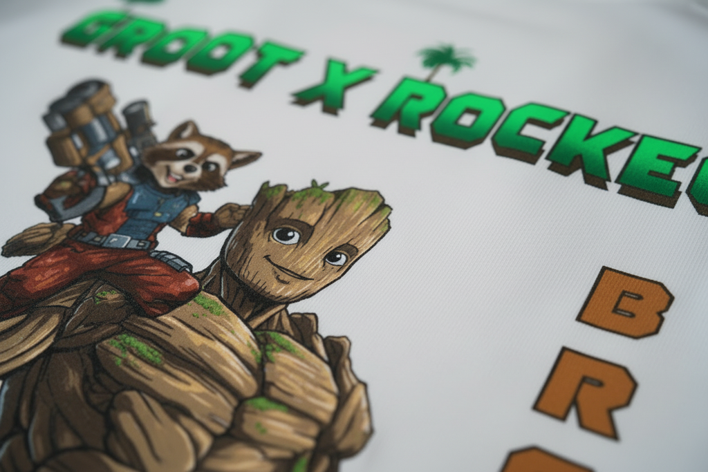 Teeyatra "Groot X Rocket" Oversized Heavyweight T-Shirt – 240 GSM French Terry