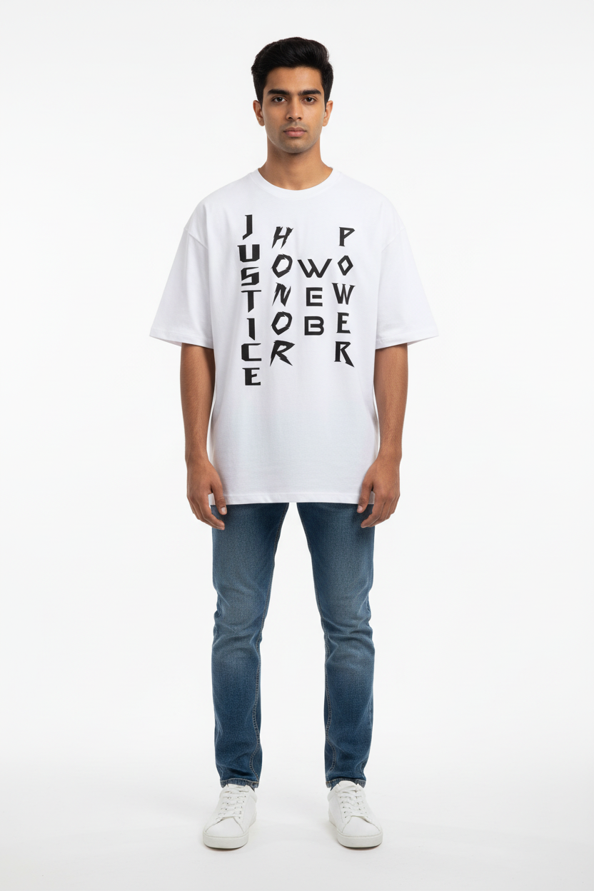 Teeyatra "Hero Symbols" Oversized Heavyweight T-Shirt – 240 GSM French Terry