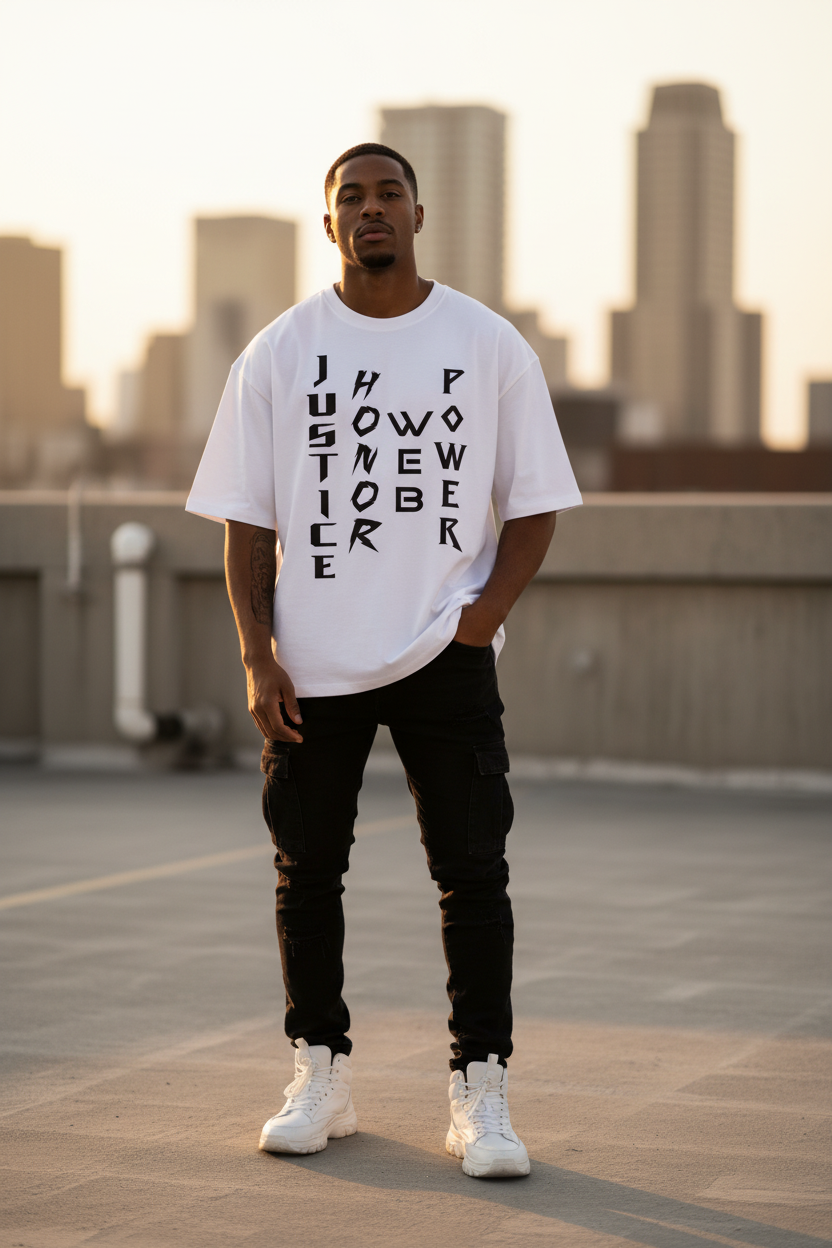 Teeyatra "Hero Symbols" Oversized Heavyweight T-Shirt – 240 GSM French Terry