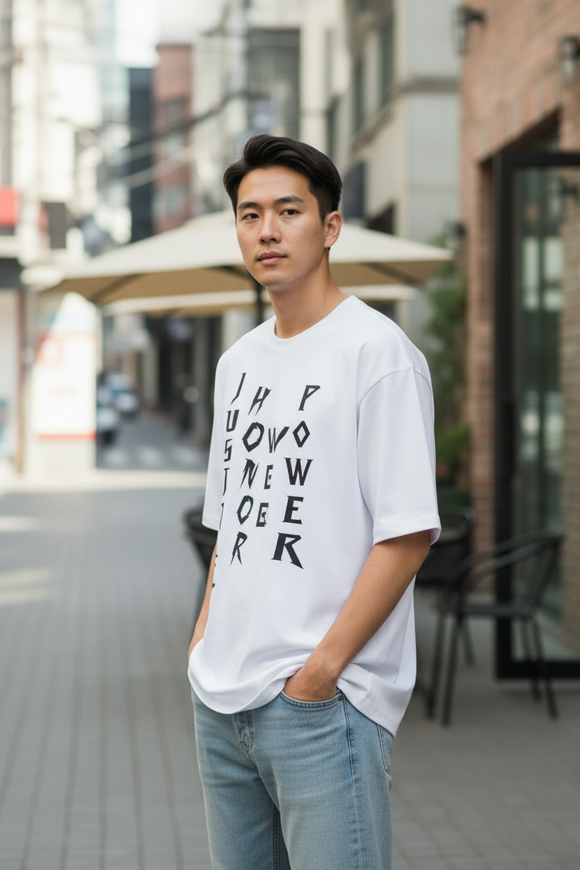 Teeyatra "Hero Symbols" Oversized Heavyweight T-Shirt – 240 GSM French Terry