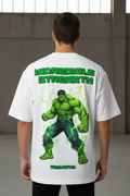 Teeyatra "Incredible Strength" Hulk Graphic Oversized T-Shirt - 240 GSM French Terry