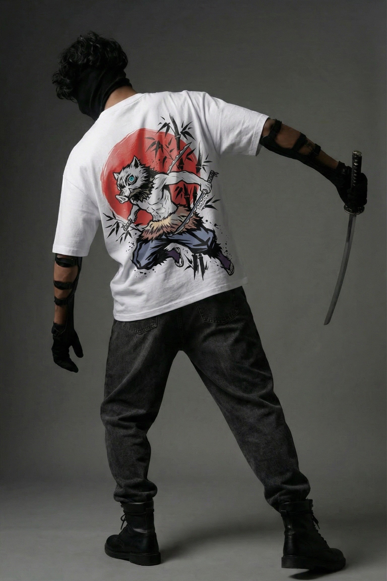 TEEYATRA Inosuke Oversized Graphic T-Shirt – 240 GSM Premium French Terry | DTF Back Print