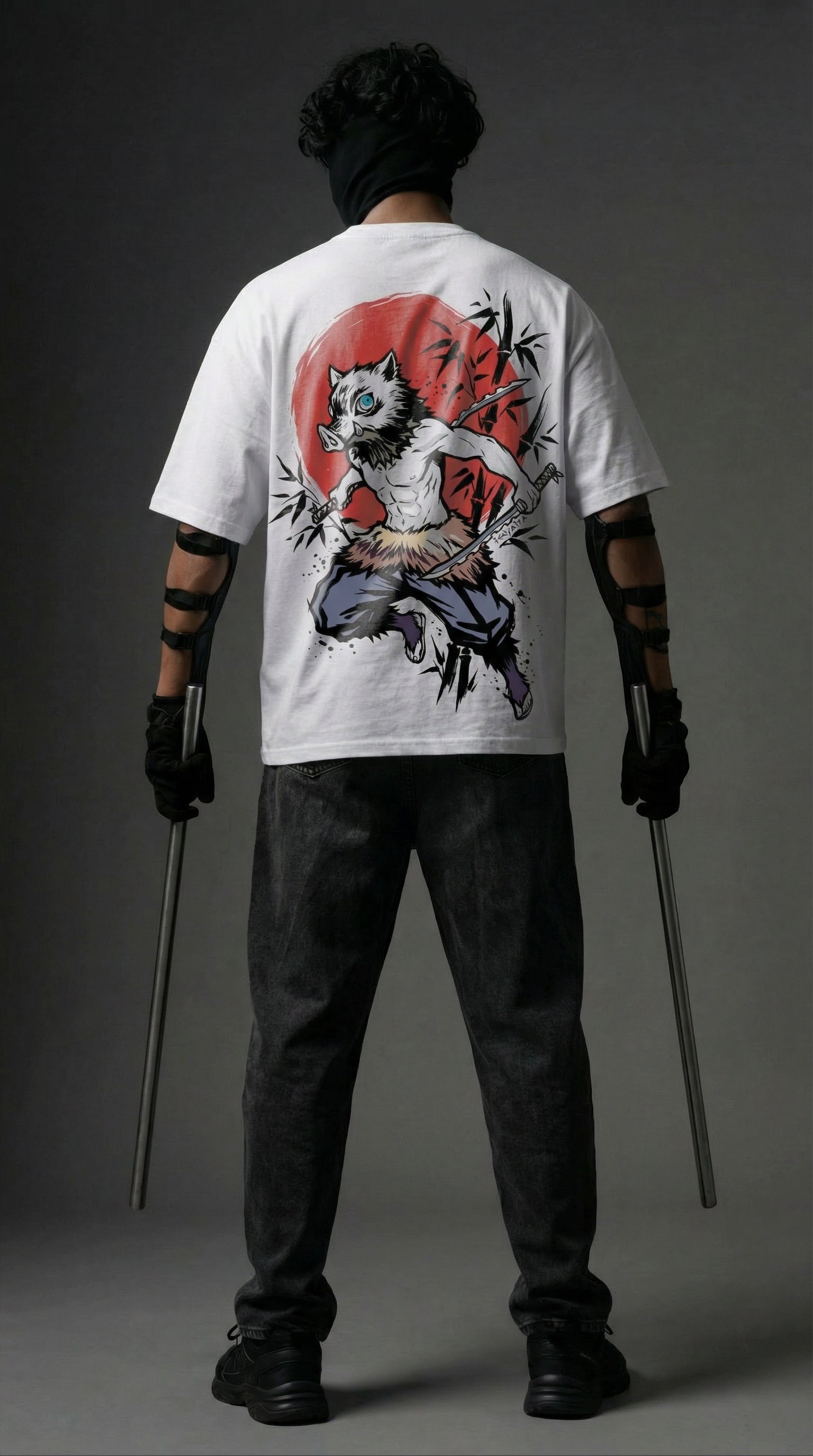 TEEYATRA Inosuke Oversized Graphic T-Shirt – 240 GSM Premium French Terry | DTF Back Print