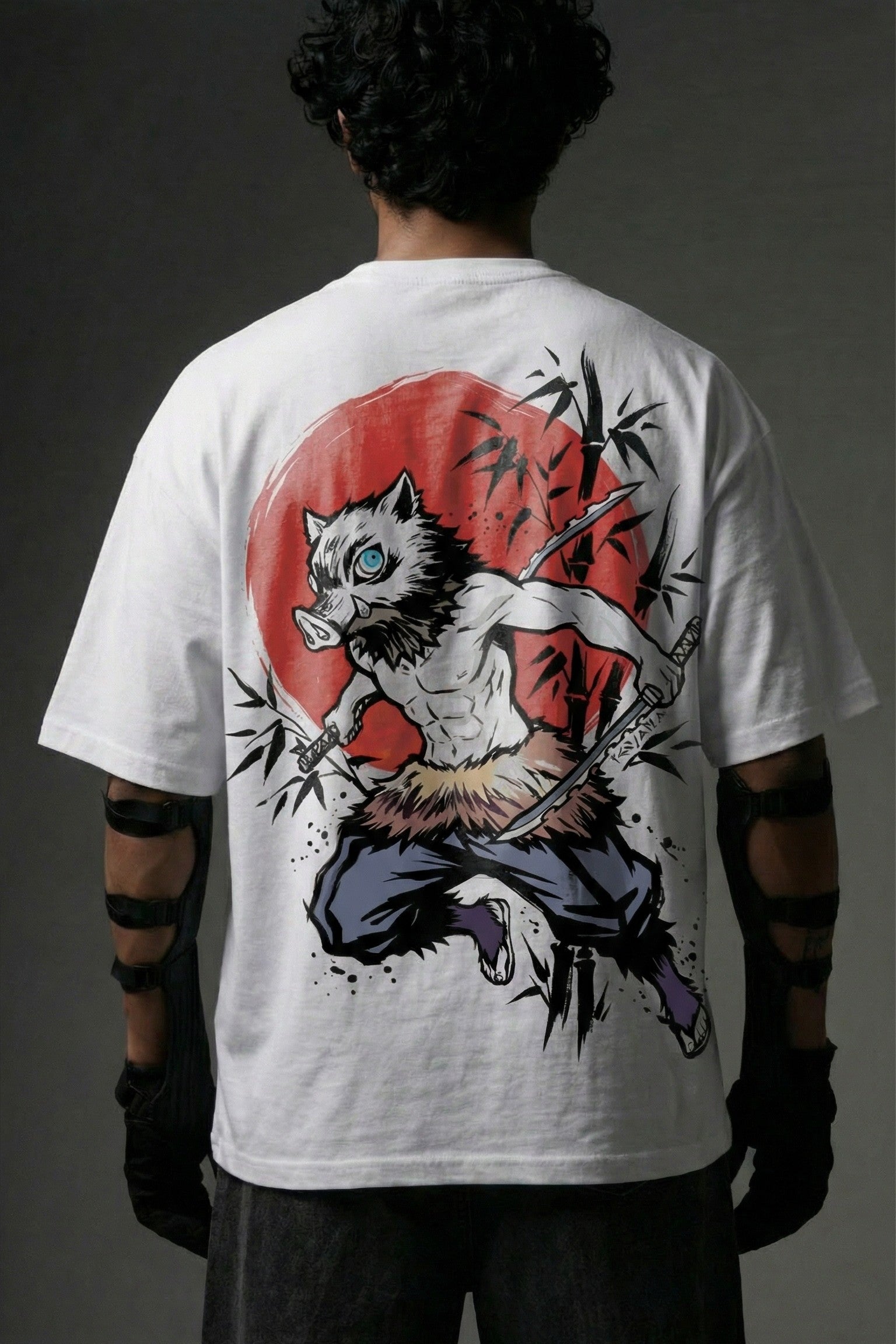 TEEYATRA Inosuke Oversized Graphic T-Shirt – 240 GSM Premium French Terry | DTF Back Print