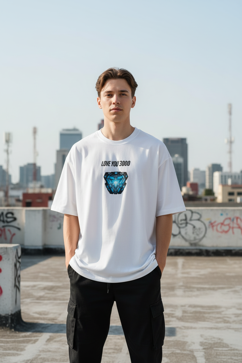 Iron Man "Blueprint Edition" Oversized Heavyweight T-Shirt (240 GSM French Terry)