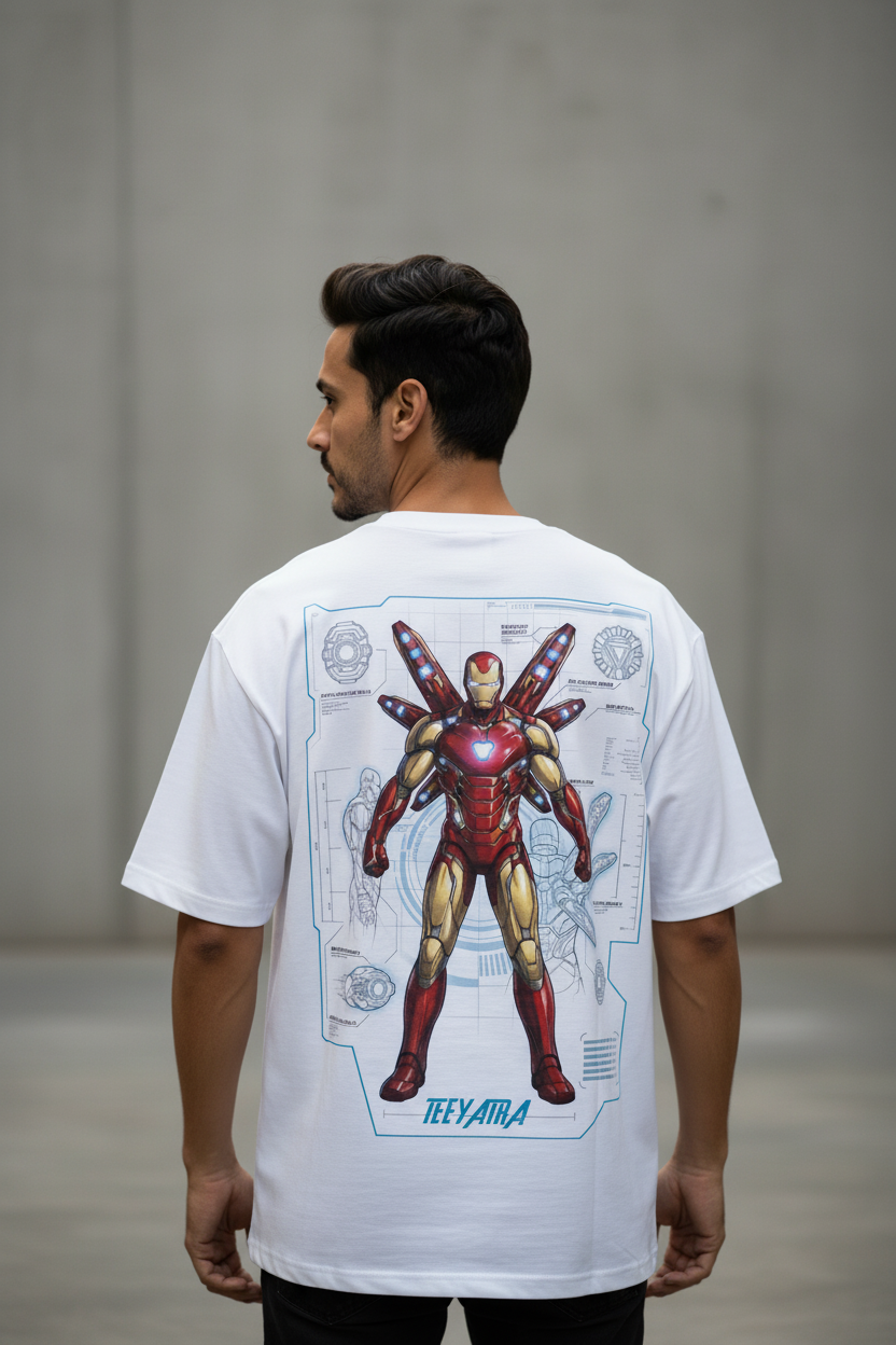 Iron Man "Blueprint Edition" Oversized Heavyweight T-Shirt (240 GSM French Terry)