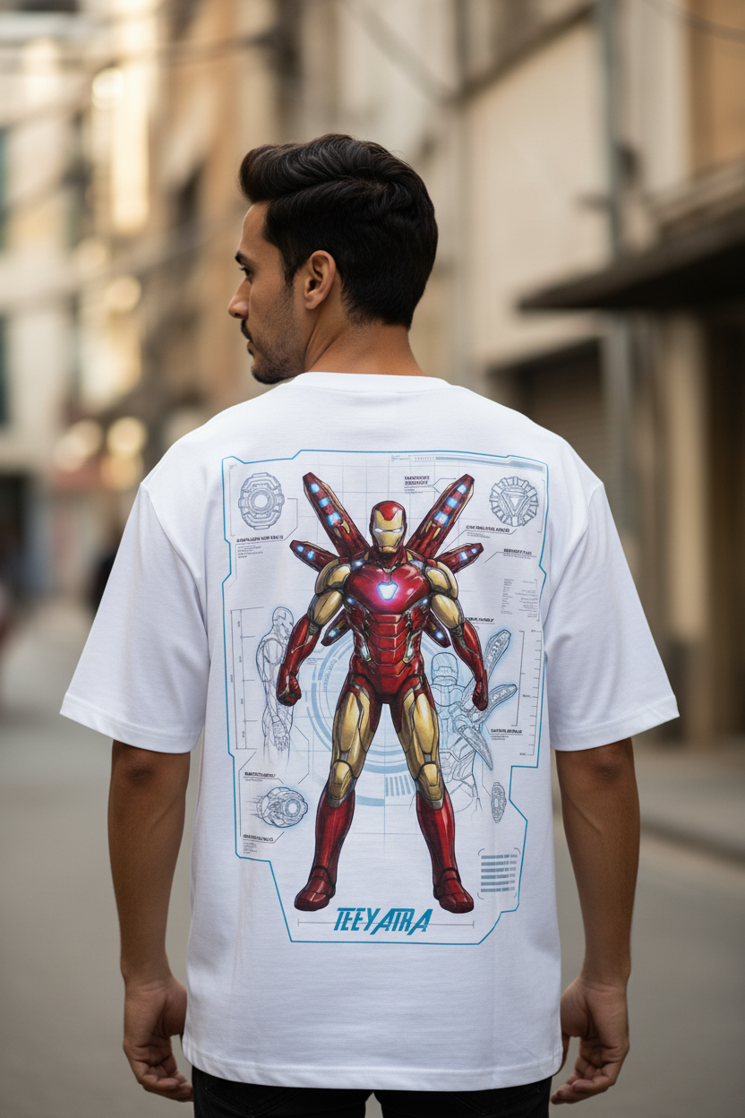 Iron Man "Blueprint Edition" Oversized Heavyweight T-Shirt (240 GSM French Terry)