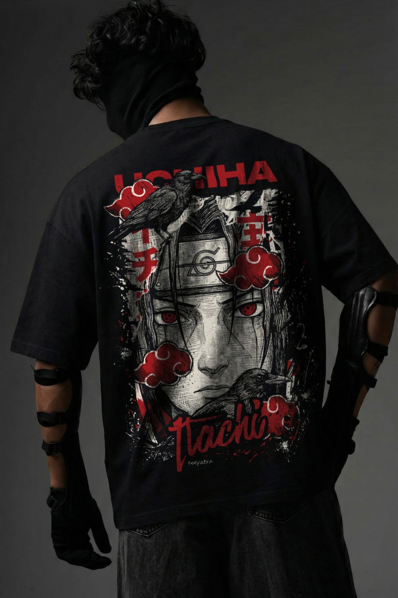 TEEYATRA Itachi Oversized Graphic T-Shirt – 240 GSM Premium French Terry | DTF Back Print