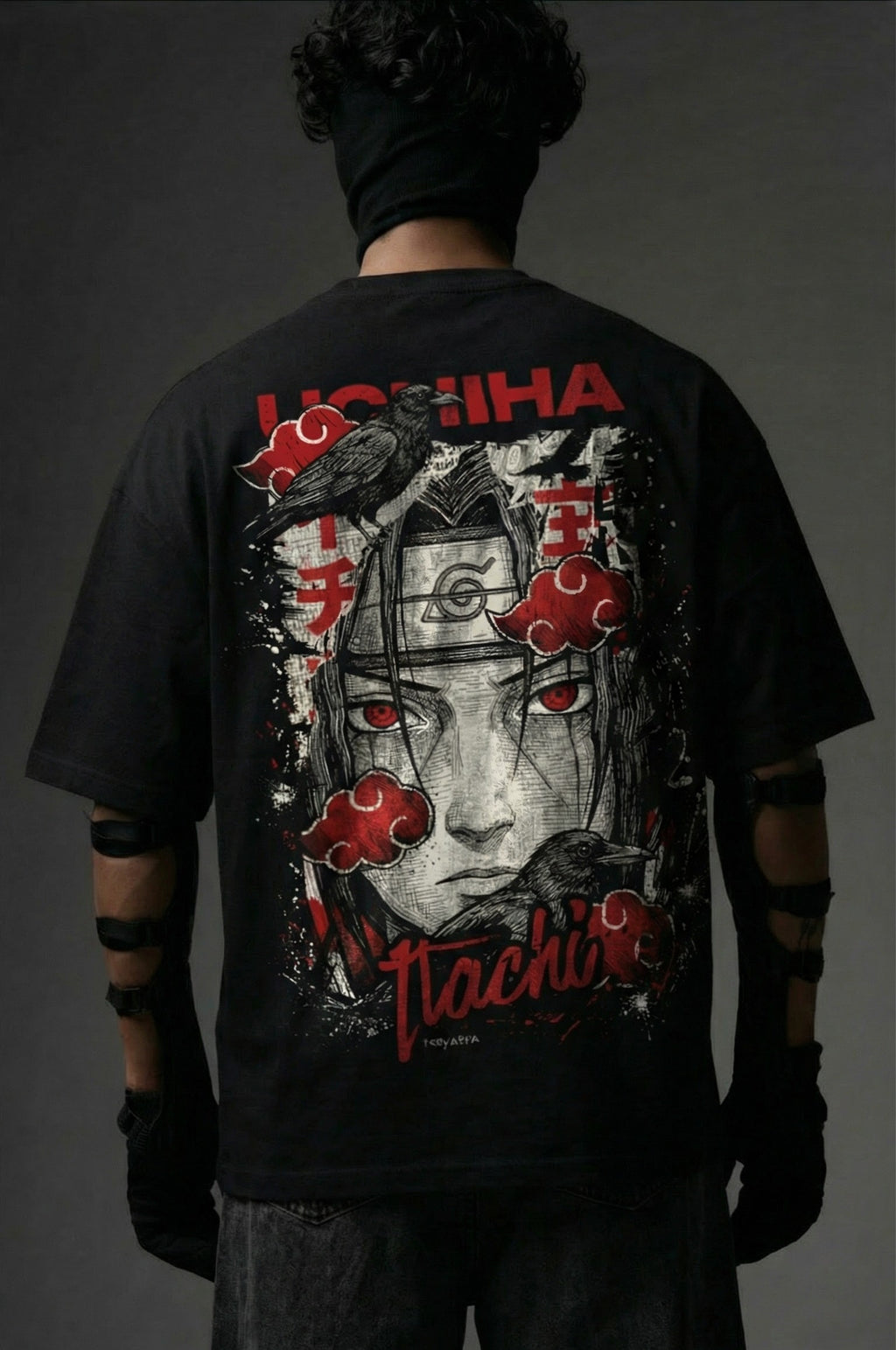 TEEYATRA Itachi Oversized Graphic T-Shirt – 240 GSM Premium French Terry | DTF Back Print
