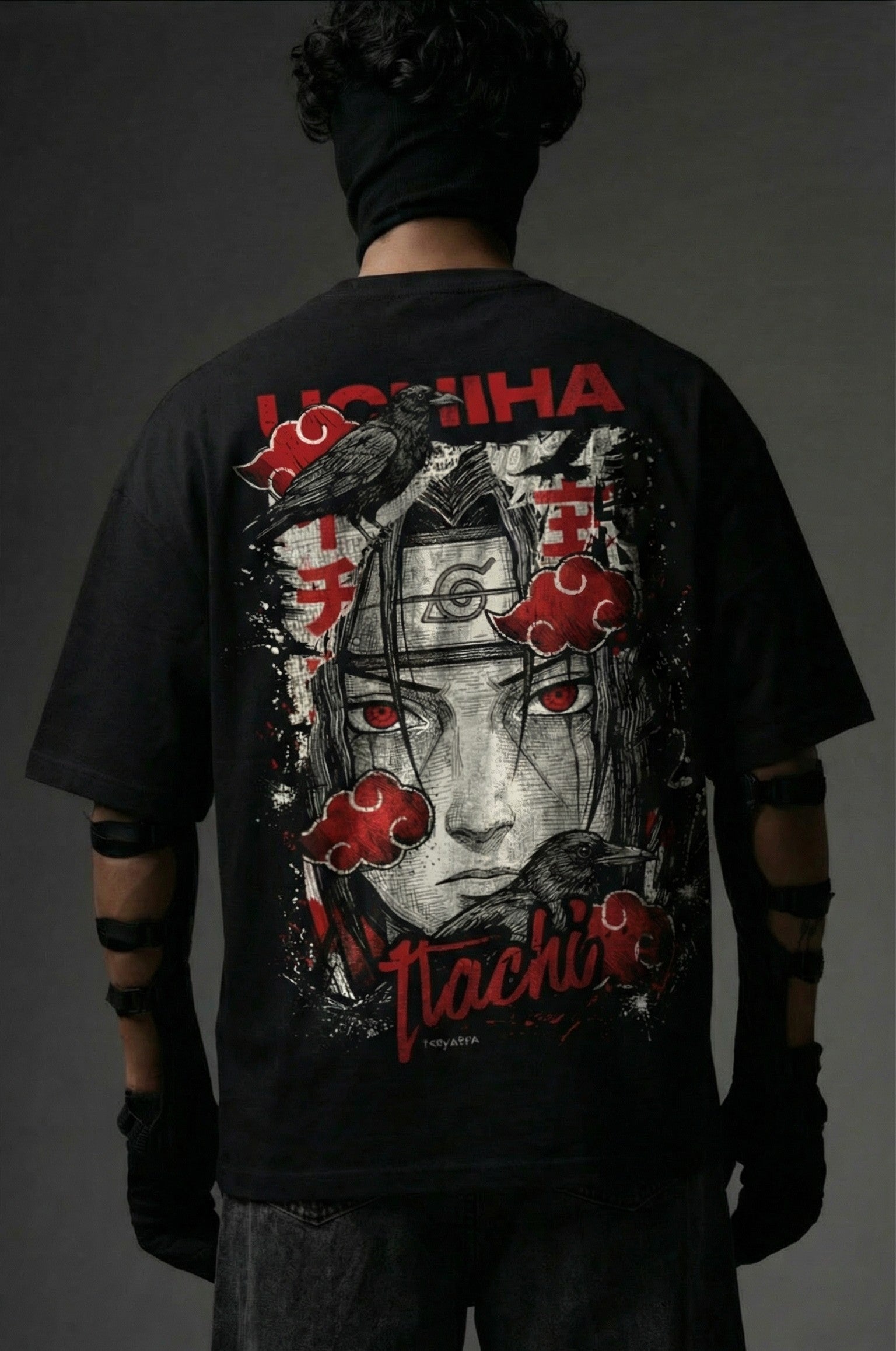 TEEYATRA Itachi Oversized Graphic T-Shirt – 240 GSM Premium French Terry | DTF Back Print