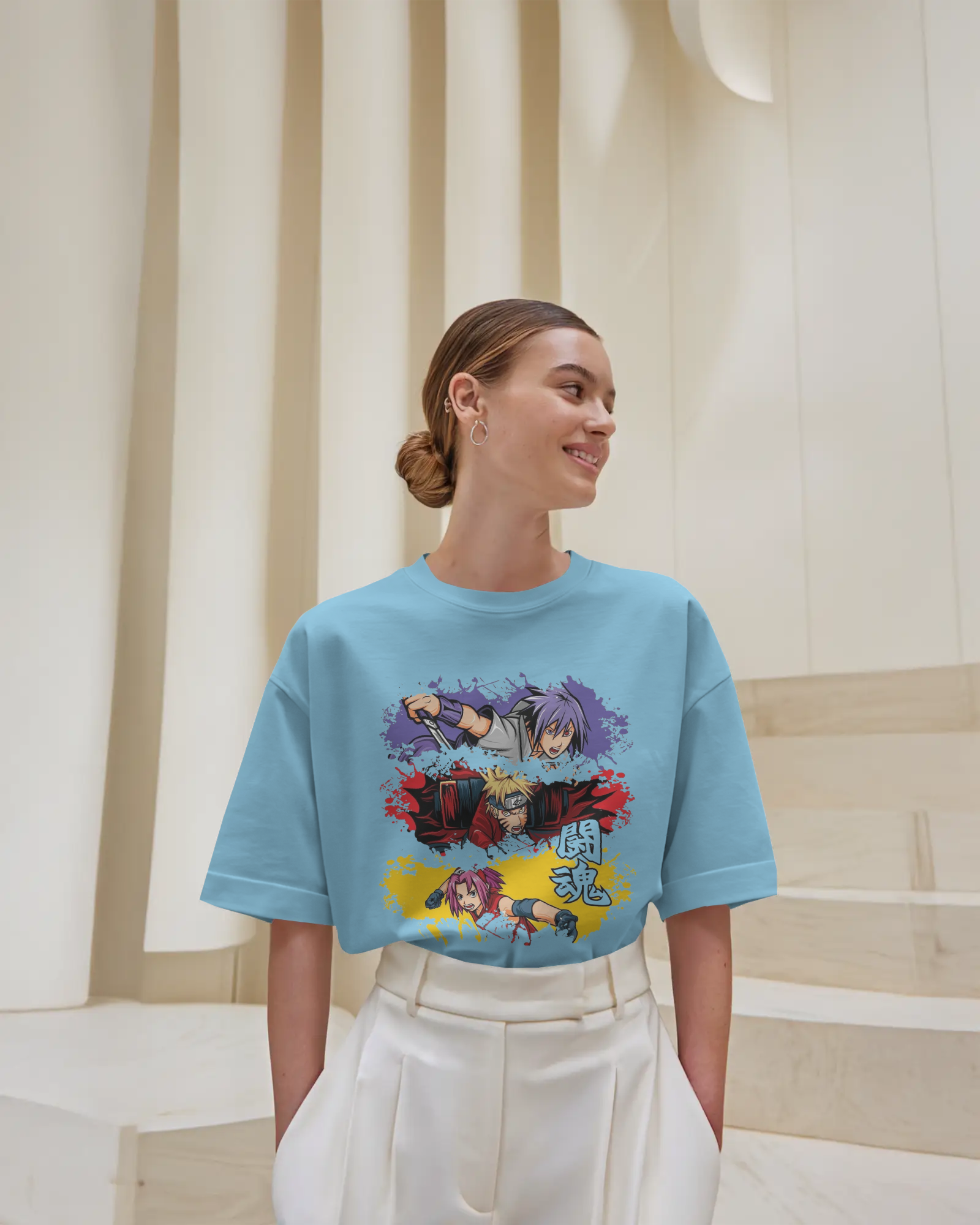The Shinobi Trio Anime Ladies Oversized Classic T-Shirt | Teeyatra