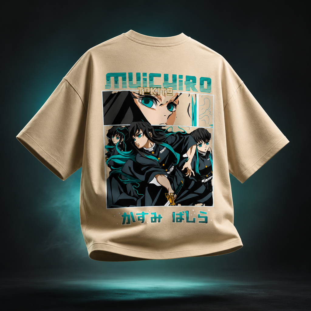 Teeyatra Mist Hashira Muichiro Oversized 240 GSM Tee