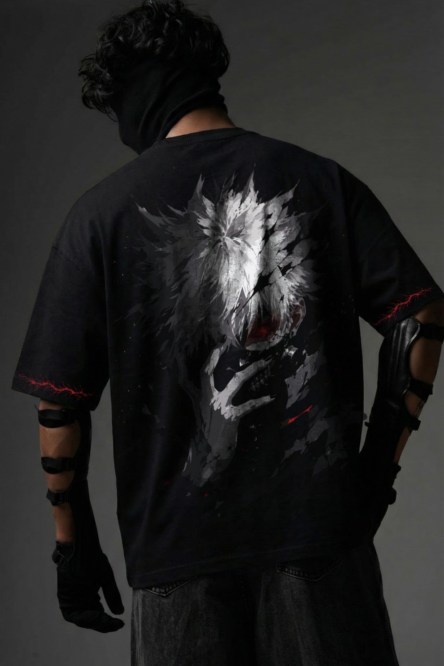 Teeyatra Crimson Ghoul Oversized T-Shirt