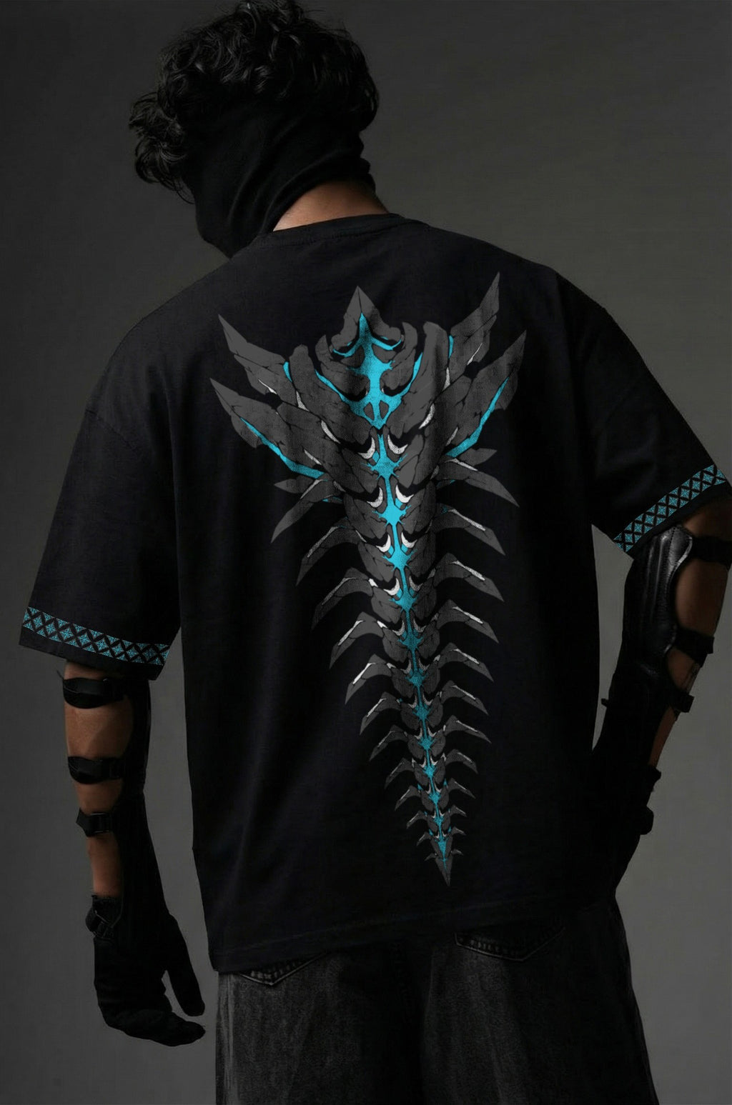 Teeyatra Cyber Oni Spine Oversized T-Shirt